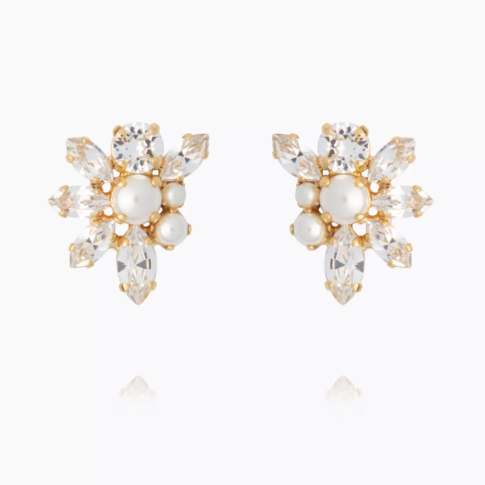 Caroline Svedbom Floral Pearl Earrings/Pearl + Crystal