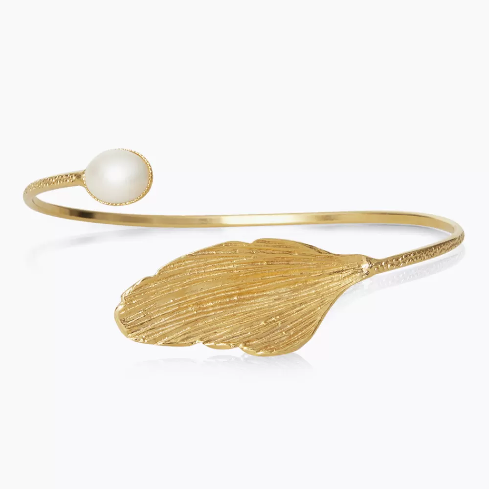 Caroline Svedbom Golden Leaf Bracelet/Pearl