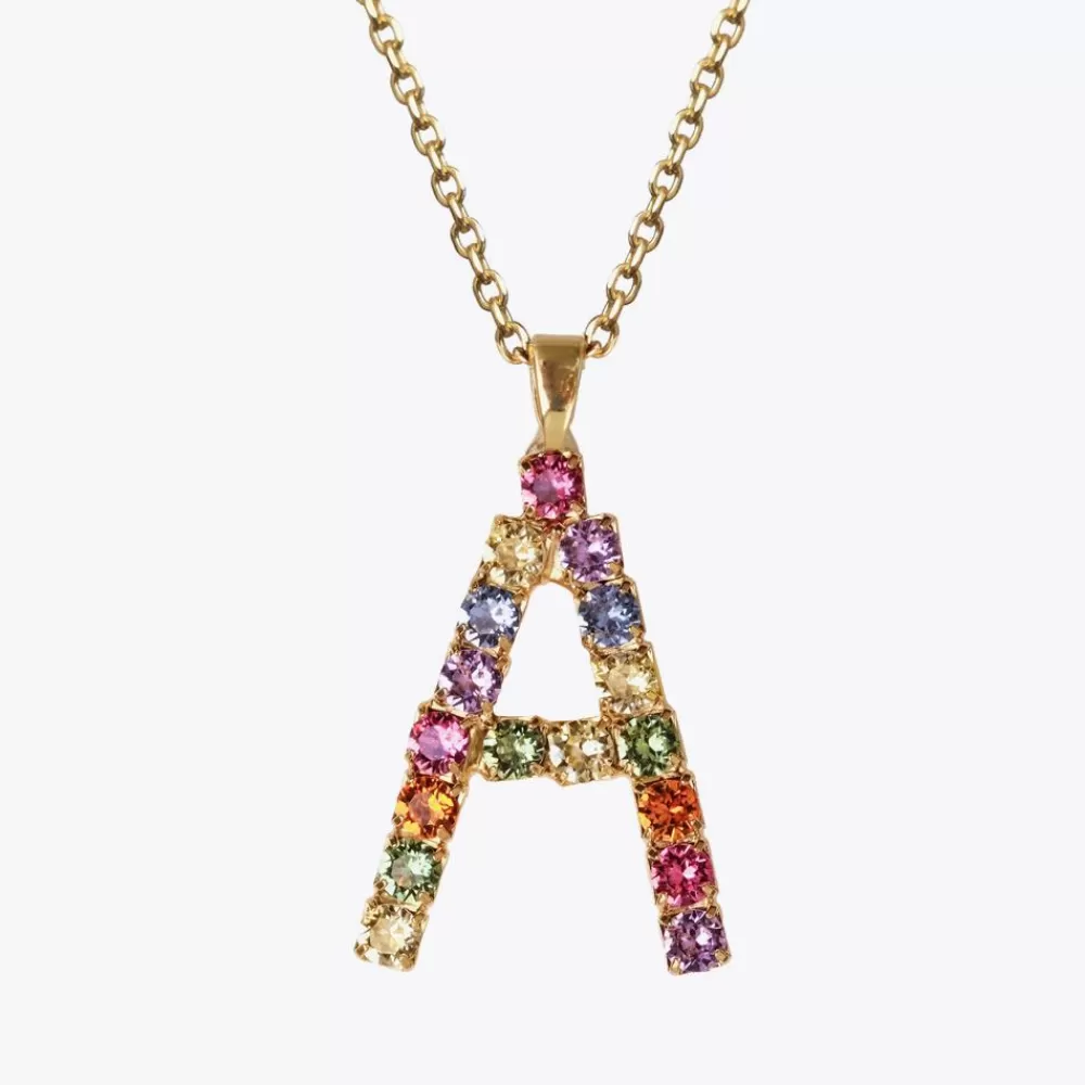 Caroline Svedbom Letter Necklace A/Rainbow Combo