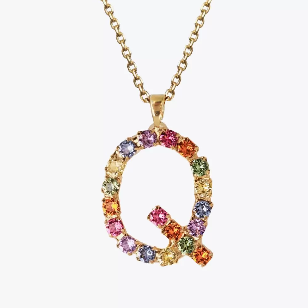 Caroline Svedbom Letter Necklace Q/Rainbow Combo