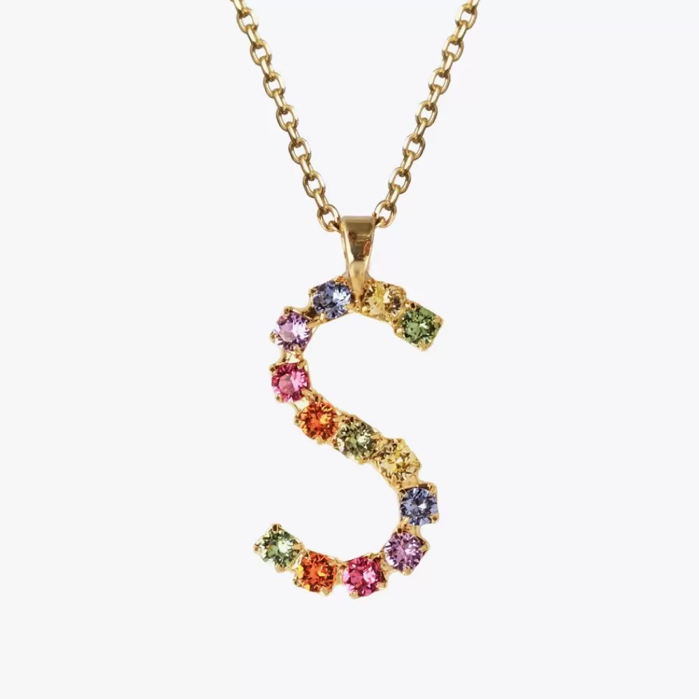 Caroline Svedbom Letter Necklace S/Rainbow Combo