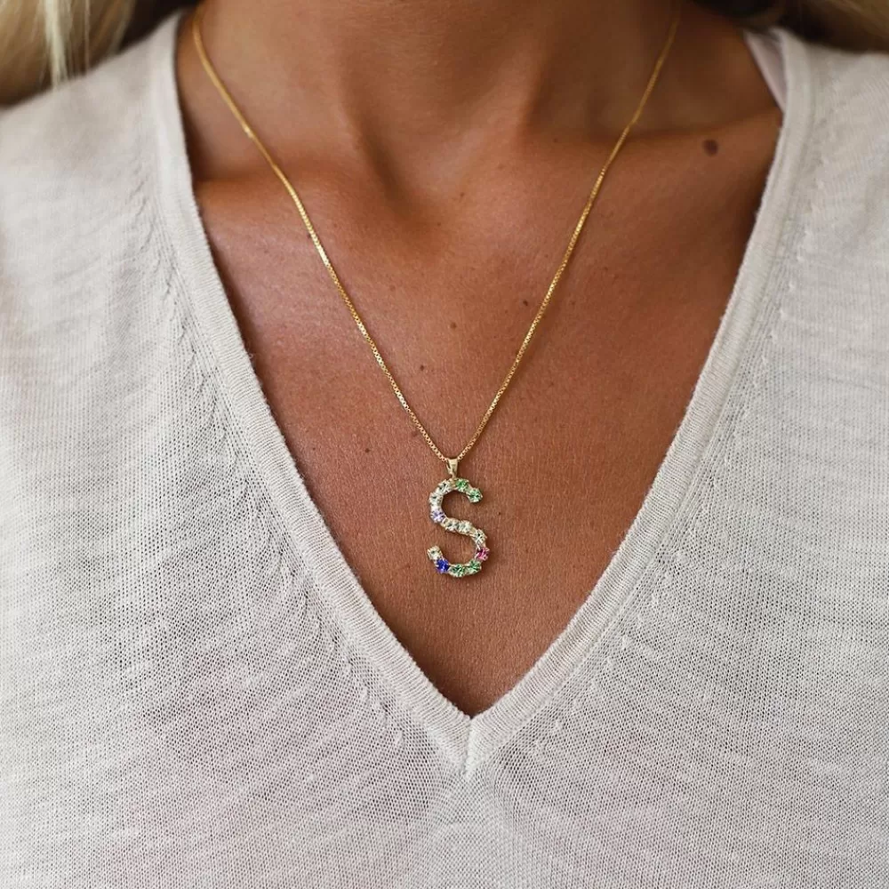 Caroline Svedbom Letter Necklace S/Rainbow Combo