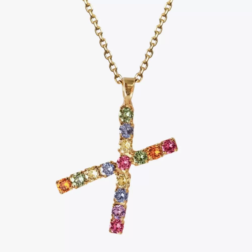 Caroline Svedbom Letter Necklace X/Rainbow Combo