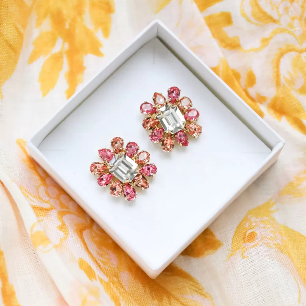 Caroline Svedbom Peony Earrings/Coral Combo